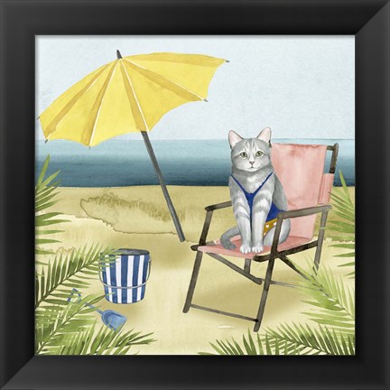 Framed Coastal Kitties II Print