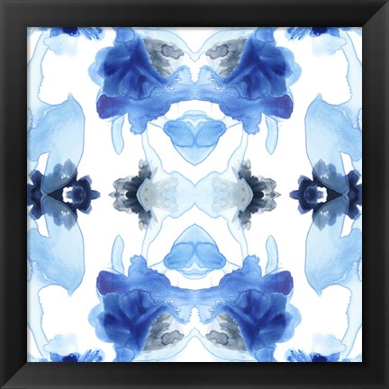 Framed Blue Kaleidoscope I Print