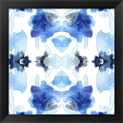 Framed Blue Kaleidoscope I Print