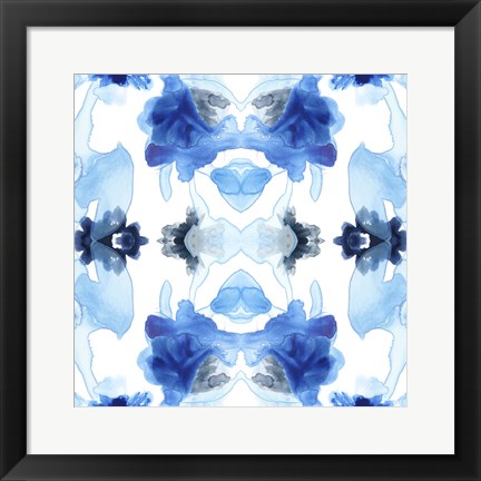 Framed Blue Kaleidoscope I Print