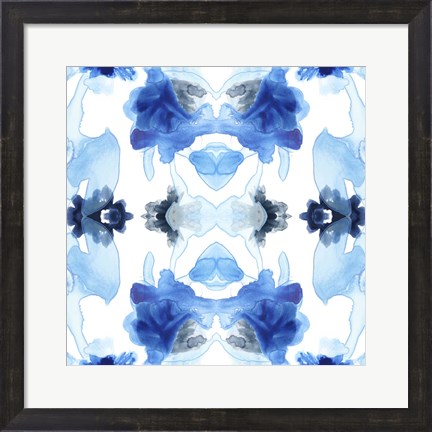 Framed Blue Kaleidoscope I Print