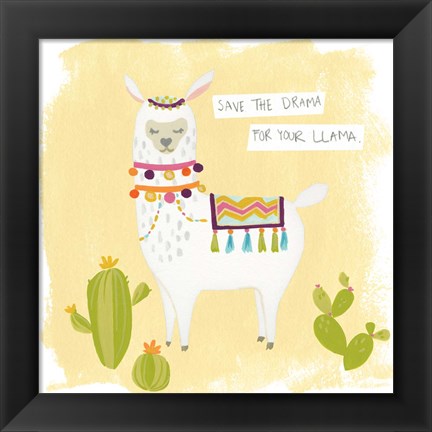 Framed Pom Pom Llama Rama I Print