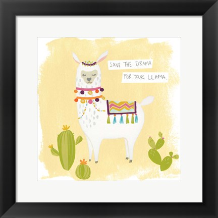 Framed Pom Pom Llama Rama I Print