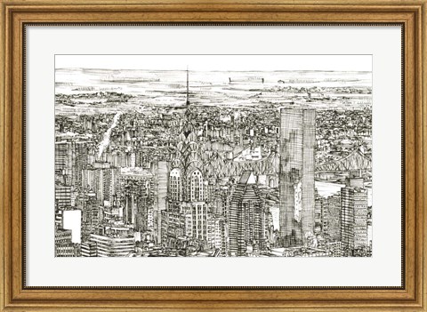 Framed Skyline Sketch I Print