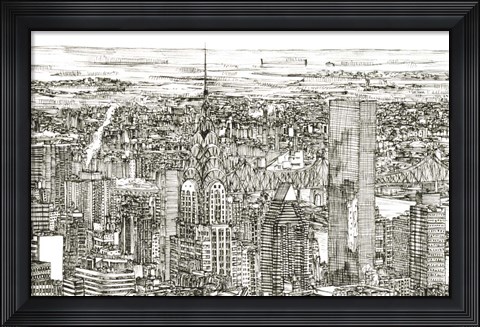 Framed Skyline Sketch I Print
