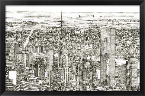 Framed Skyline Sketch I Print