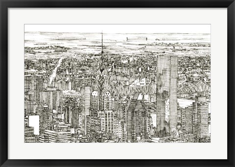 Framed Skyline Sketch I Print