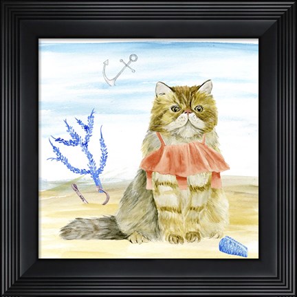 Framed Summer Purr Party I Print