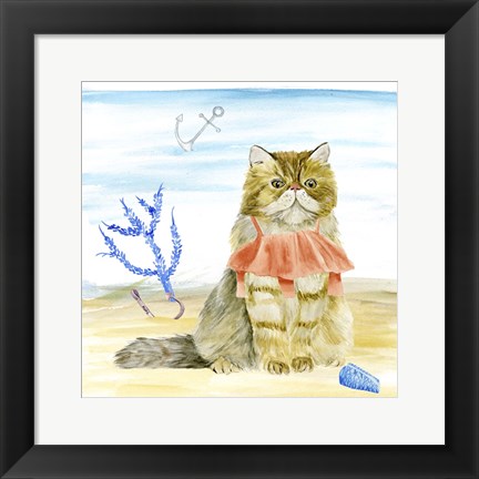 Framed Summer Purr Party I Print