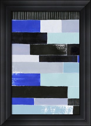 Framed Black &amp; Blue Bricks I Print
