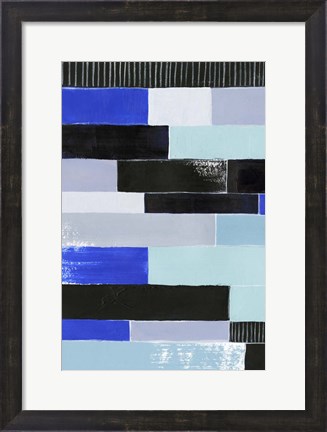 Framed Black &amp; Blue Bricks I Print