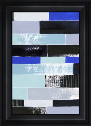 Framed Black &amp; Blue Bricks II Print