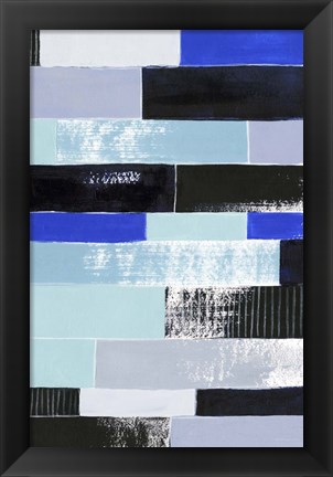 Framed Black &amp; Blue Bricks II Print