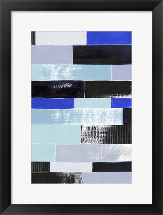 Framed Black &amp; Blue Bricks II Print
