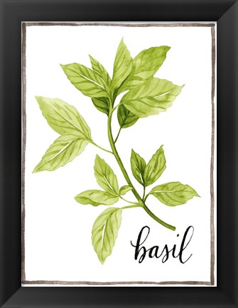 Framed Watercolor Herbs I Print