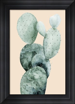 Framed Cactus on Coral I Print