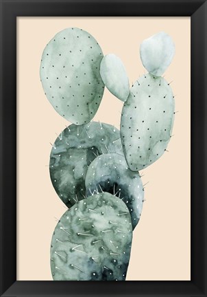 Framed Cactus on Coral I Print