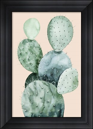 Framed Cactus on Coral II Print