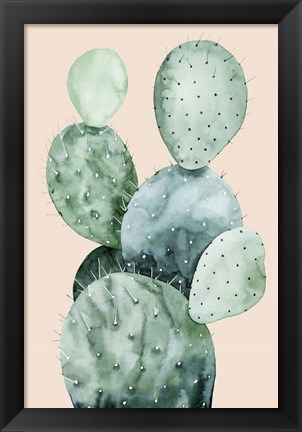 Framed Cactus on Coral II Print