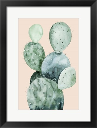 Framed Cactus on Coral II Print