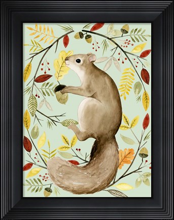 Framed Autumn Wreath I Print