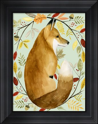 Framed Autumn Wreath II Print