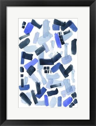 Framed Cerulean Strokes I Print