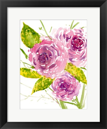 Framed Bouquet Rose I Print