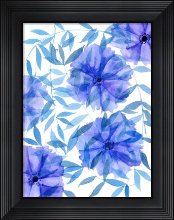 Framed Midnight Flowers I Print