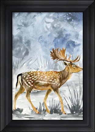 Framed Snowy Night I Print