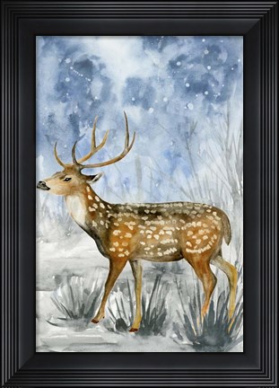 Framed Snowy Night II Print