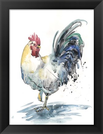 Framed Rooster Splash I Print