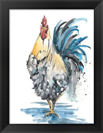 Framed Rooster Splash II Print