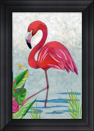 Framed Vivid Flamingo I Print