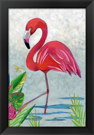 Framed Vivid Flamingo I Print