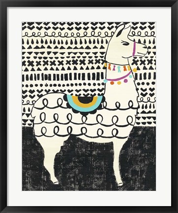 Framed Party Llama I Print