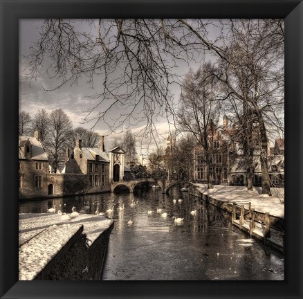 Framed Bruges In Christmas Dress Print