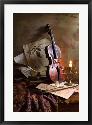 Framed Still Life With Violin Print