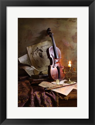 Framed Still Life With Violin Print