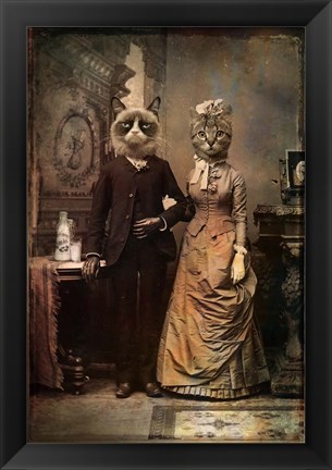 Framed Cat Couple Print