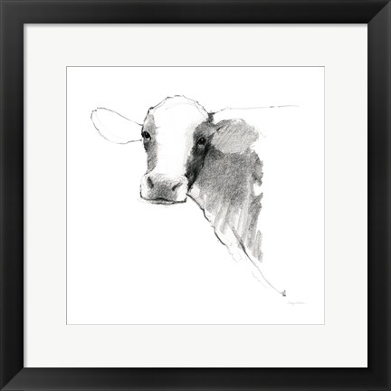 Framed Cow II Dark Square Print