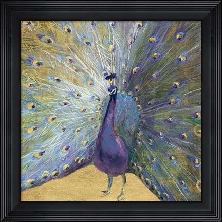 Framed Purple and Gold Peacock Print