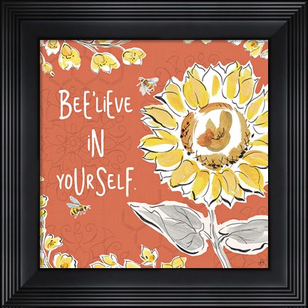 Framed Bee Happy V Spice Print