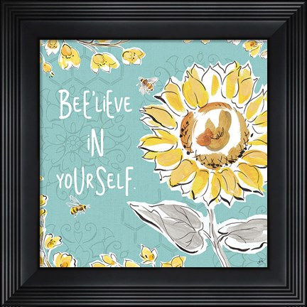 Framed Bee Happy V Print