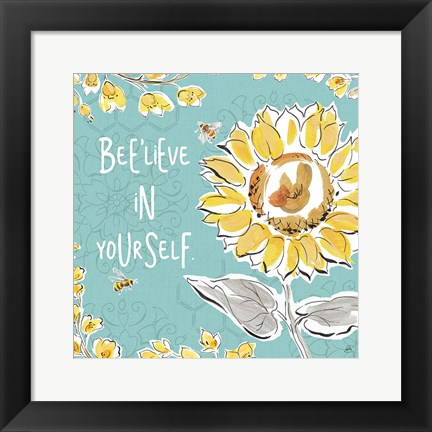 Framed Bee Happy V Print