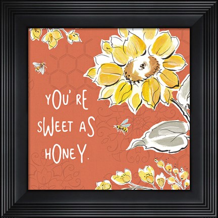 Framed Bee Happy III Spice Print