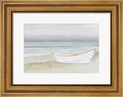Framed Serene Seaside with Boat Print