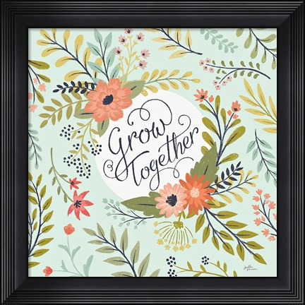 Framed Retro Garden V Mint Print