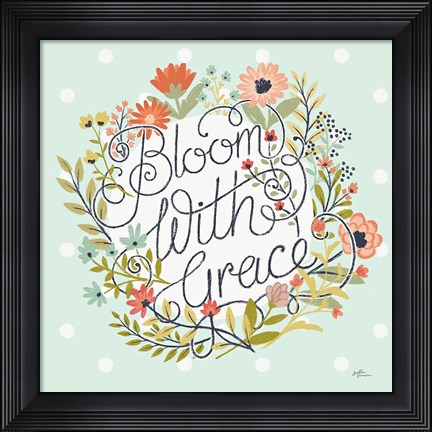Framed Retro Garden IV Mint Print