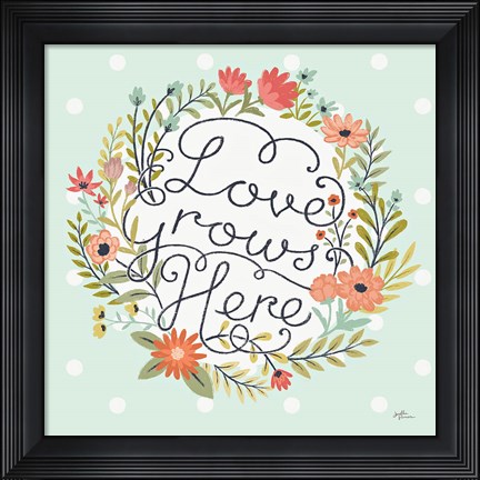 Framed Retro Garden III Mint Print